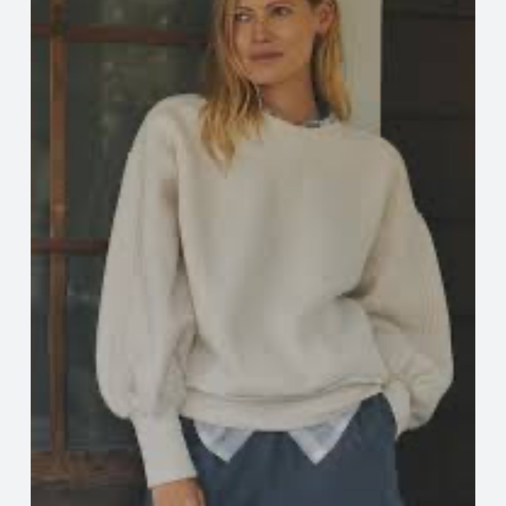 Pilcro Women's Ivory Crew Cozy Fleece Neck Sweater